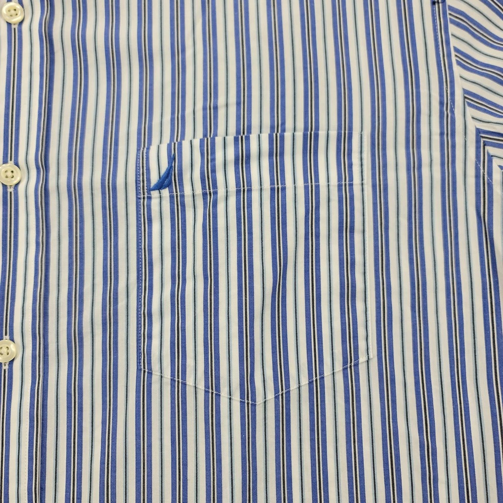 Nautica Shirt Mens XL Blue Black White Striped Casual Classic Button Up - Picture 3 of 11